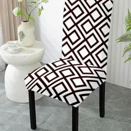 hotkei White Polycotton Geometric 14x18 Inches Chair Covers (1 piece)-picture-43
