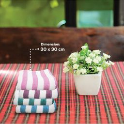 HOUSSE Pink & Purple 4 Pieces Striped Microfibre 300 GSM Face Towels-18