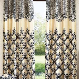 Home Sizzler Black & Beige 2 Pieces Ethnic Motifs Window Curtain-44