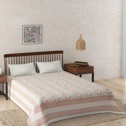 Fabindia Vardaniya Red & White Ethnic Motifs Printed Cotton King Bed Cover-image-49