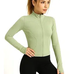 Eleg & Stilance Women Green Solid Long Sleeves Training or Gym Sporty Jacket-picture-17