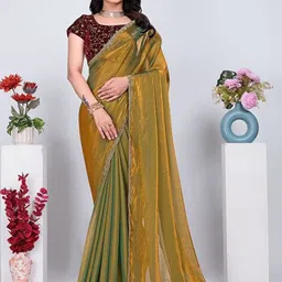 VRAGI Sequinned Pure Chiffon Saree-picture-5