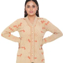 WOOL 4U Women Floral Printed Woollen Cardigan-image-53