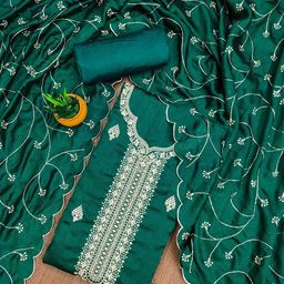 SHADOW & SAINING Floral Embroidered Zari Vichitra Unstitched Dress Material-picture-0
