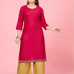 Muhuratam Girls Printed Kurta Set-image-33