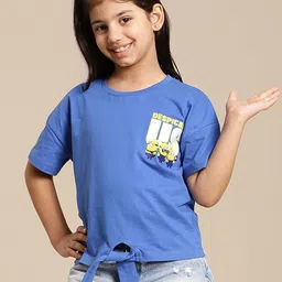 Kids Ville Girls Printed Relaxed Fit Pure Cotton Tshirts-picture-6