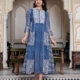 Juniper Women Floral Embroidered Cotton Fit & Flare Maxi Dress-image-17