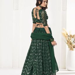 Warthy Ent Embroidered Sequinned Semi-Stitched Lehenga & Unstitched Blouse With Dupatta image 4