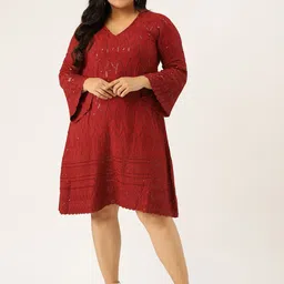 theRebelinme Women Embellished Flared Sleeve A-Line Dress-image-49