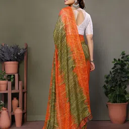 WINKLECART Colourblocked Pure Georgette Block Print Saree image 5