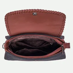 ZOUK Printed Structured Sling Bag with Cut Work image 5