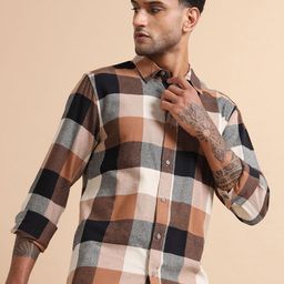 StitchX Buffalo Checked Spread Collar Relaxed Cotton Casual Shirt-image-49