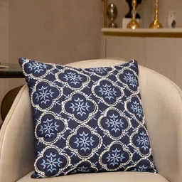 hom&us Blue & White Embroidered Square Cushion Covers-55