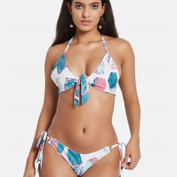 SECRETS BY ZEROKAATA Women Printed Halter Beachwear Swim Bikini Set-image-25