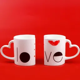 Archies White & Black Printed Ceramic Matte Mugs Set of Cups and Mugs-53