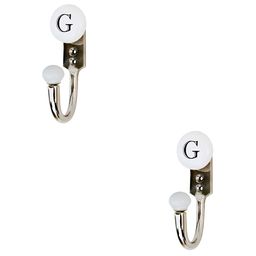 IndianShelf White & Blue 2 Pieces G Alphabet Ceramic Wall Hooks-image-91