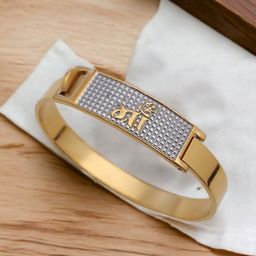 SZN Gold-Plated Stainless Steel Maa Symbol Enamelled Kada Bracelet-image-94