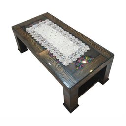 MONKDECOR Grey Lace Embroidered Center Table Runner-54
