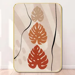 SAF Beige & Red Abstract Tropical Leaf Wooden Wall Art-7