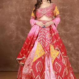 Olive Embroidered Ready to Wear Lehenga & Blouse With Dupatta-image-53