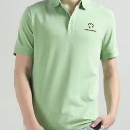 Karl Lagerfeld Men Solid Polo Collar Pure Cotton T-shirt-image-38