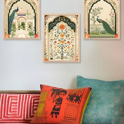 Kotart Brown & Green 3 Pieces Peacocks Wooden Wall Arts-picture-2