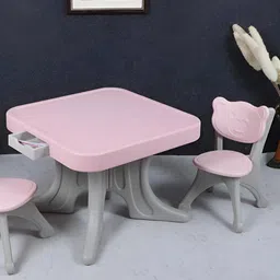 The Tickle Toe Pink & Grey 3 Pieces Foldable Study Tables-picture-1