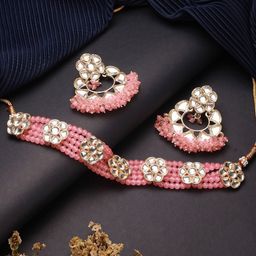 Jazz And Sizzle Gold-Plated Kundan-Studded & Beaded Jewellery Set-image-55