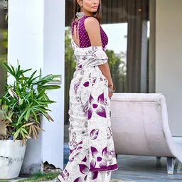 leelipeeri designer LeeliPeeri Floral Block Printed Mulmul Cotton 1-Minute Saree image 2