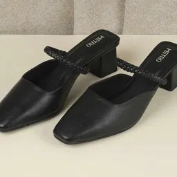 Metro Textured Kitten Mules with Buckles-picture-18