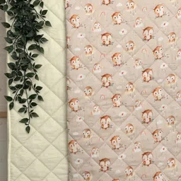 A Toddler Thing Cream Owl Dreams Printed Cotton Mild Winter 300 GSM Single Bed Quilt-image-47