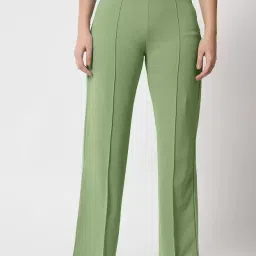 Women Regular Fit Light Green Lycra Blend Trousers-image-94