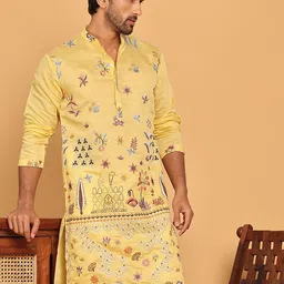 Jompers Men Floral Embroidered Chikankari Floral Kurta-picture-12