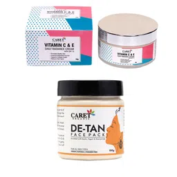 CARET ORGANIC Set Of 2 Vitamin E Radiance Cream - 50 g & De-Tan Face Pack - 100 g-49