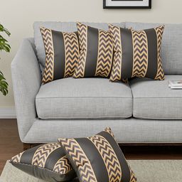 Kuber Industries Grey & Beige 5 Pieces Geometric Square Cushion Covers-64