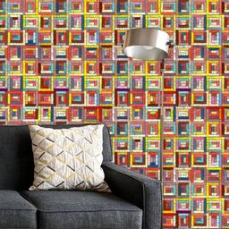 ArtzFolio Printed UV-Resistant Anti-Bacterial Tribal Embroided Lines Peel & Stick Wallpaper-image-91