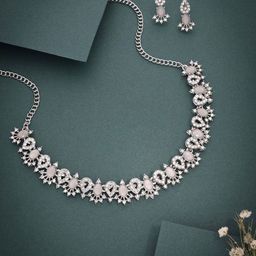 Anouk Silver-Plated American Diamond Studded Jewellery Set-image-77