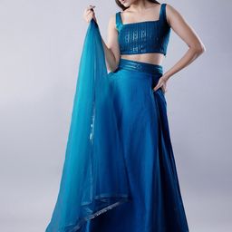 Utsav Fashion Embroidered Sequinned Shibori Ready to Wear Lehenga & Blouse With Dupatta-picture-55