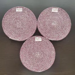 BulkySanta Maroon 3 Pcs Round Table Placemats-31