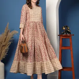 Pristyle Maternity Floral Printed Fit And Flare Ethnic Dress-picture-54