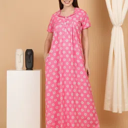 Sweet Dreams Women Ethnic Motifs Printed Pure Cotton Nightdress-picture-38