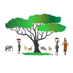 Decor Villa Multicolor Tribal Ladies with Animals Wall Sticker-picture-44