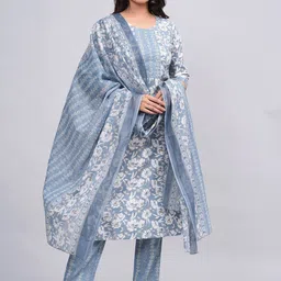 KALINI Women Ethnic Motifs Printed Regular Mirror Work Kurta with Pyjamas & With Dupatta-picture-11