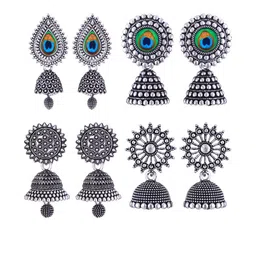Sangria Set Of 4 Peacock Shaped Jhumkas Earrings-37