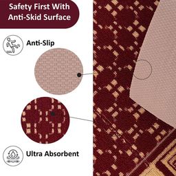 Kuber Industries 4-Pcs Maroon & Grey Cross Tee Rectangular Anti-Skid Doormats image 5