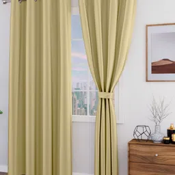 Myntra Elegant Homes Beige Set of 2 Black Out Door Curtain-image-92