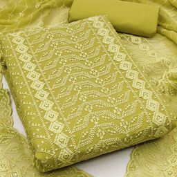 Rangtulika Ethnics Motifs Embroidered Organza Banarasi Unstitched Dress Material-picture-16