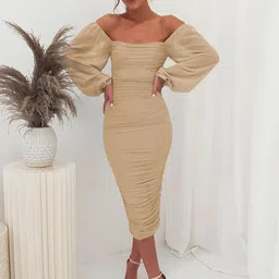 HERE&NOW women Bodycon Dress with flared sleeves-image-67