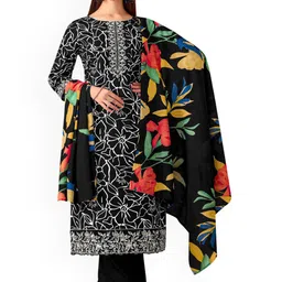DRAVINAM Trends Floral Printed Thread Work Pure Cotton Unstitched Dress Material-image-47