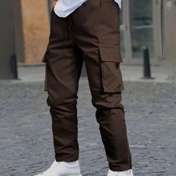 Anlon Men Cotton Mid Rise Cargo Track Pant-image-10